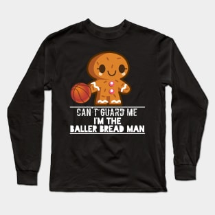 Basketball Gingerbread Man - Basketball Graphic Typographic Design - Baller Fans Sports Lovers - Holiday Gift Ideas Long Sleeve T-Shirt